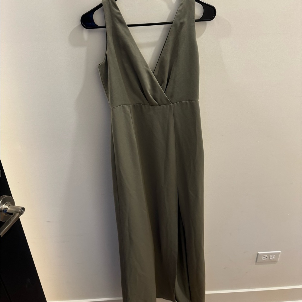 Anthropologie Green Plunge Neck Bridesmaid Dress